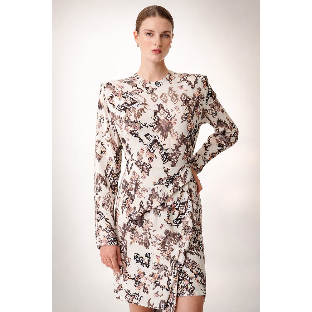 IRO Satyan Dress 0 FR 32 Ivory Shoulder Pads Asymmetric High Low